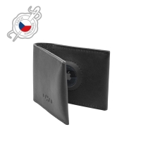 Kožená peněženka FIXED Wallet for AirTag z pravé hovězí kůže, černá