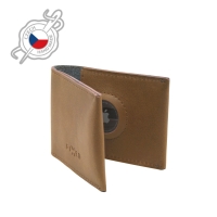 Kožená peněženka FIXED Wallet for AirTag z pravé hovězí kůže, hnědá - hnědá