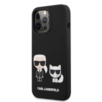 KLHCP13LSSKCK Karl Lagerfeld and Choupette Liquid Silicone Zadní Kry pro iPhone 13 Pro Black