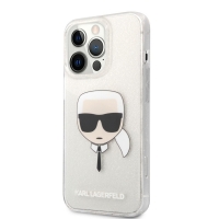 KLHCP13LKHTUGLS Karl Lagerfeld TPU Full Glitter Karl Head Kryt pro iPhone 13 Pro Silver