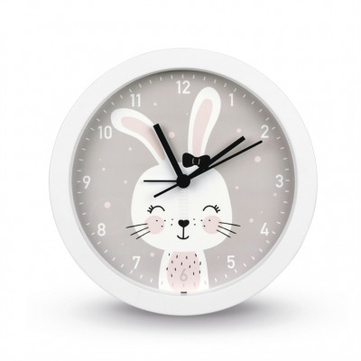 Dětské stolní hodiny Hama Lovely Bunny s funkcí buzení, průměr 16 cm, tichý chod
