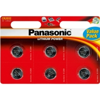 Knoflíkové baterie PANASONIC CR2032 3 V, 6 kusů