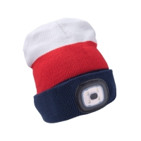 Čepice s čelovkou 4x45lm, USB nabíjení, bílá/červená/modrá, univerzální velikost EXTOL-LIGHT