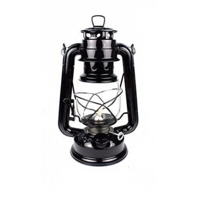 Petrolejová lampa kovová 25 cm černá
