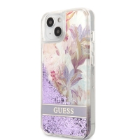 Guess Liquid Glitter Flower Zadní Kryt pro iPhone 13 Purple