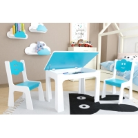 Dětský stůl s úložným prostorem a židlemi Mráček - modrý