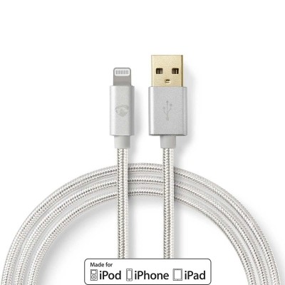 Lightning Kabel | USB 2.0 | Apple Lightning 8pinový | USB-A Zástrčka | 480 Mbps | Pozlacené | 1.00 m | Kulatý | Nylon / 