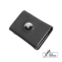 Kožená peněženka FIXED Tripple Wallet for AirTag z pravé hovězí kůže, černá