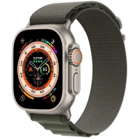 Apple Watch Ultra GPS + Cellular, 49mm Titanium Case with Green Alpine Loop - Large