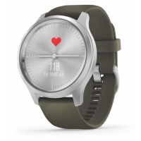GARMIN chytré elegantní fitness hodinky vivomove 3 Style, Silver/Green Band