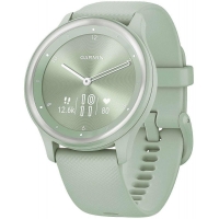 GARMIN chytré elegantní fitness hodinky vívomove Sport,Silver/ Cool Mint, silikonový řemínek