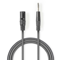 Vyvážený Audio kabel | XLR 3pinový Zástrčka | Muž 6,35 mm | Poniklované | 1.50 m | Kulatý | PVC | Tmavě šedá | Karton