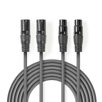 Vyvážený Audio kabel | 2x XLR 3pinový Zástrčka | 2x XLR 3pinová Zásuvka | Poniklované | 0.50 m | Kulatý | PVC | Tmavě še