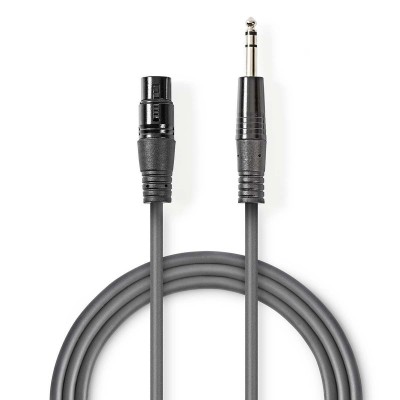 Vyvážený Audio kabel | XLR 3kolíková Zásuvka | Muž 6,35 mm | Poniklované | 1.50 m | Kulatý | PVC | Tmavě šedá | Karton