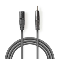 Vyvážený Audio kabel | XLR 3pinový Zástrčka | 3,5 mm Zástrčka | Poniklované | 3.00 m | Kulatý | PVC | Tmavě šedá | Karto