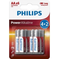 Philips Power Alkaline AA/LR6 6KS LR6P6BP/10 tužkové alkalické baterie