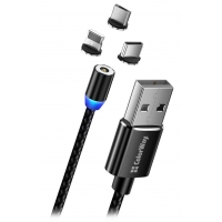 Colorway Datový Kabel 3v1 Lightning+MicroUSB+USB-C/ Magnetic/ 2.4A/ Nylon/ 1m