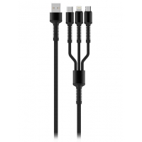 Colorway Datový Kabel 3v1 Lightning+MicroUSB+USB-C/ 4A/ Nylon/ 1,2m/ Šedivý