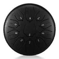 Tongue drum - 6' (15cm), 11 tónů, D-dur - Černý lotus s příslušenstvím