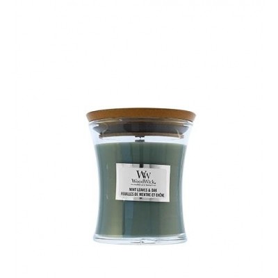 WoodWick Mint Leaves & Oak vonná svíčka s dřevěným knotem 85 g