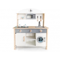 EcoToys Dřevěná kuchyňka MAXI s příslušenstvím, 79,5 x 30 x 97 cm - bílá