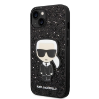 Karl Lagerfeld Glitter Flakes Ikonik Zadní Kryt pro iPhone 14 Black