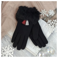 Dámské hřejivé rukavice s módními střapci REK111CZ - černá