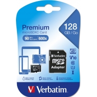 VERBATIM Premium microSDXC 128GB UHS-I V10 U1 + SD adaptér