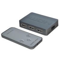 PremiumCord HDMI switch 3:1 plastový s dálkovým ovladačem