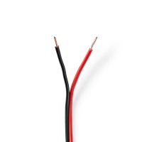 Repro kabel | 2x 0.75 mm2 | Měď | 100.0 m | Kulatý | PVC | Černá / Červená | Role