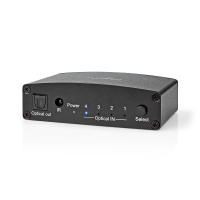 Digitální Audio Přepínač | 4cestný | Vstupní konektor: DC Napájení / 4x TosLink | Výstupní konektor: TosLink Zásuvka | D
