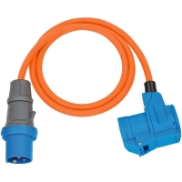 CEE adaptérový kabel Campingový 1,5m kabel v oranžové barvě (CEE zástrčka a úhlová spojka včetně kombinované zásuvky bez