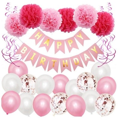 Sada narozeninových balónků BLN09, 24 ks - růžové