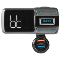 NEDIS FM Transmitter do auta/ Hands free volání/ 2.0 "/ LED obrazovka/ Bluetooth 5.0/ 12 - 24 V DC/ 3 A/ 2x USB/ černý