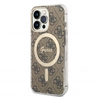 Guess 4G IML MagSafe Kompatibilní Zadní Kryt pro iPhone 13 Pro Brown