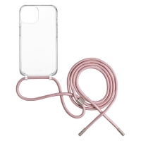 Pouzdro FIXED Pure Neck s růžovou šňůrkou na krk pro Samsung Galaxy A54 5G