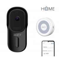 iGET HOME Doorbell DS1 Black + CHS1 White - WiFi bateriový videozvonek, set s reproduktorem, CZ app