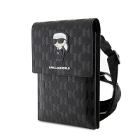 Karl Lagerfeld Saffiano Monogram Wallet Phone Bag Ikonik NFT Black