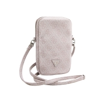 Guess PU 4G Triangle Logo Wallet Phone Bag Zipper Pink