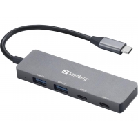 Sandberg USB-C HUB, porty 2xUSB-A a 2xUSB-C, stříbrná