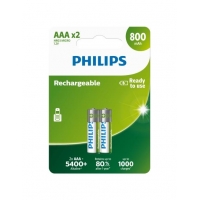 Philips Rechargeable AAA/HR03 2KS R03B2A80/10 800mAh přednabité nabíjecí mikrotužkové baterie