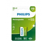 Philips Rechargeable  9V 1KS 9VB1A17/10 170mAh přednabitá nabíjecí baterie