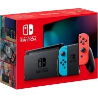 Nintendo Switch console with neon blue&amp;red Joy-Con