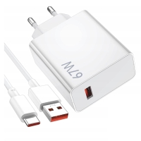 Cestovní Nabíječka Xiaomi MDY-14-EW USB-A 67W + USB-C 6A Datový Kabel White (Bulk)