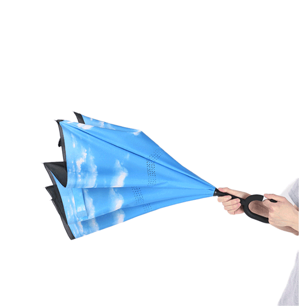 Oboustranný deštní s unikátní konstrukcí pro pohodlné složení