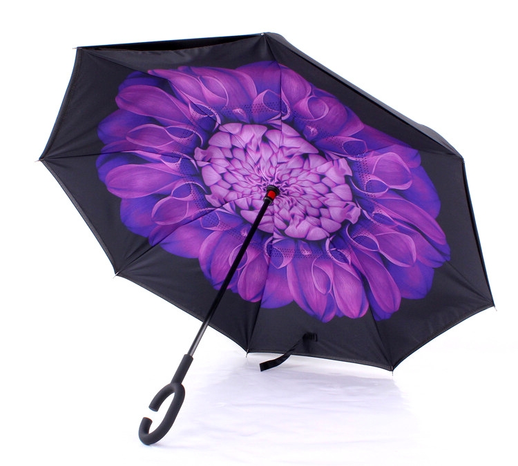 Oboustranný holový deštník s grafickým zpracováním květiny