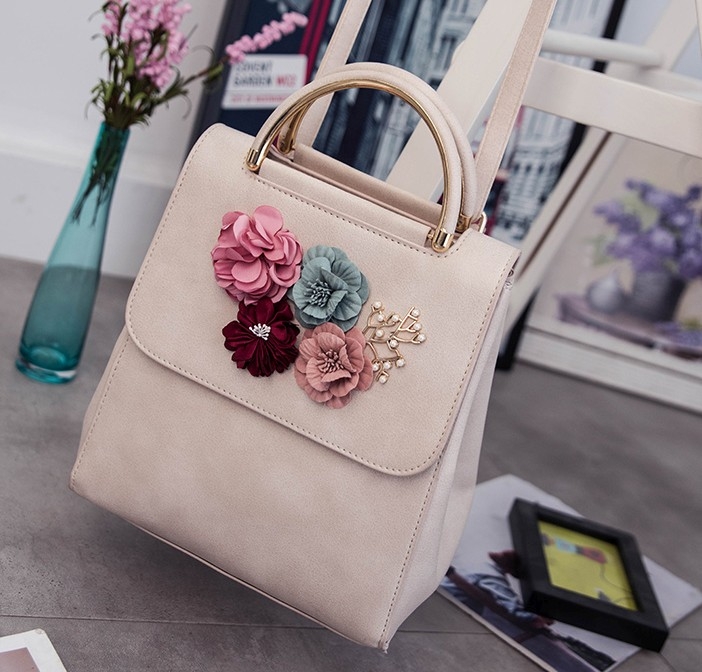 Malý modní batoh PL105 v elegantním květinovém stylu s pevným uchem pro ženy i studenty