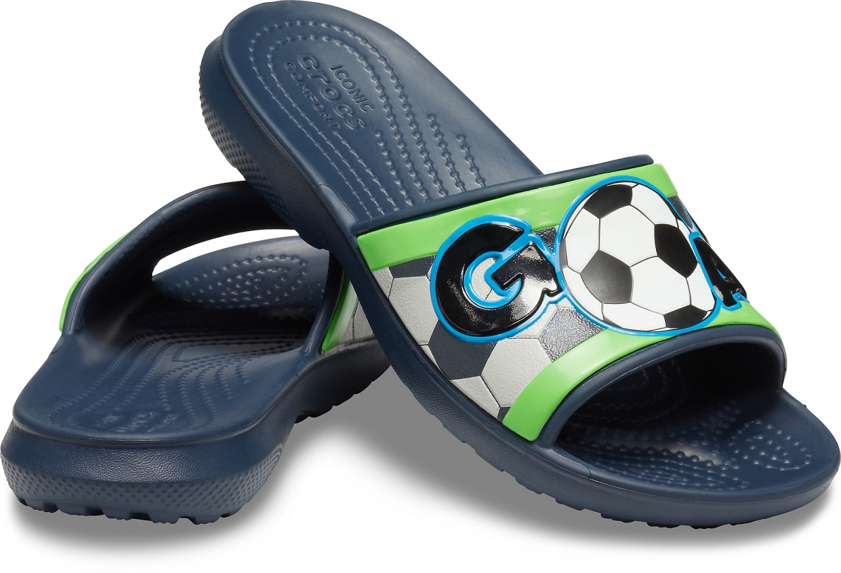 Dětské pantofle (nazouváky) Crocs Fun Lab Sports Fan Slide v originální fotbalové grafice