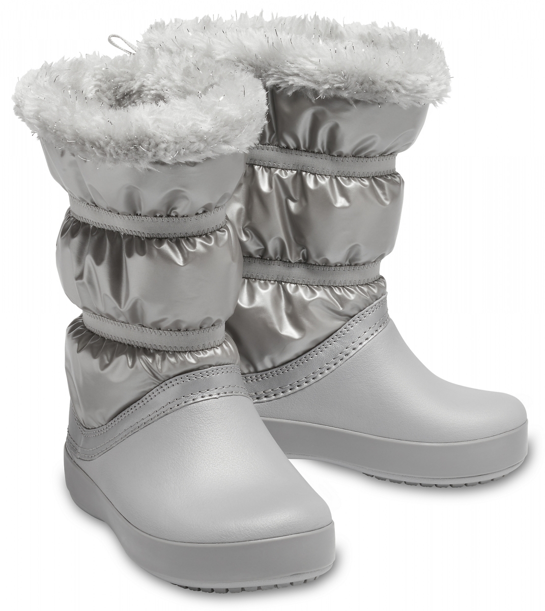 Dámské a dětské sněhule Crocs Crocband LodgePoint Metallic Boot v hezoučkém a hřejivém provedení