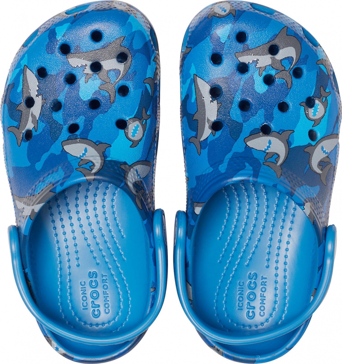 Pohodlné, lehoučké a bezpečné pantofle (nazouváky) Crocs Classic Shark Clog Kids